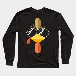 Turkey Face Thanksgiving T-Shirt Long Sleeve T-Shirt